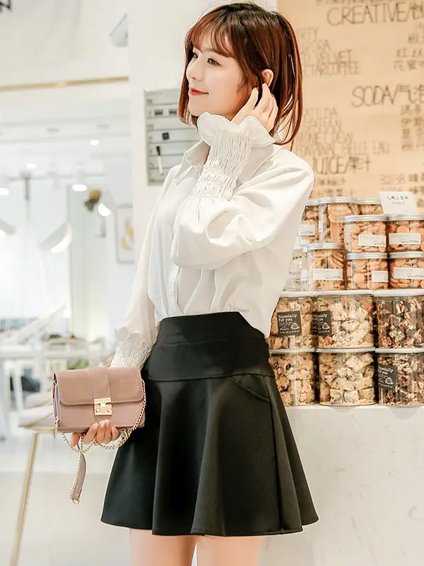 Red High Waist Skirt for Women Stretch Fabric - Image 6