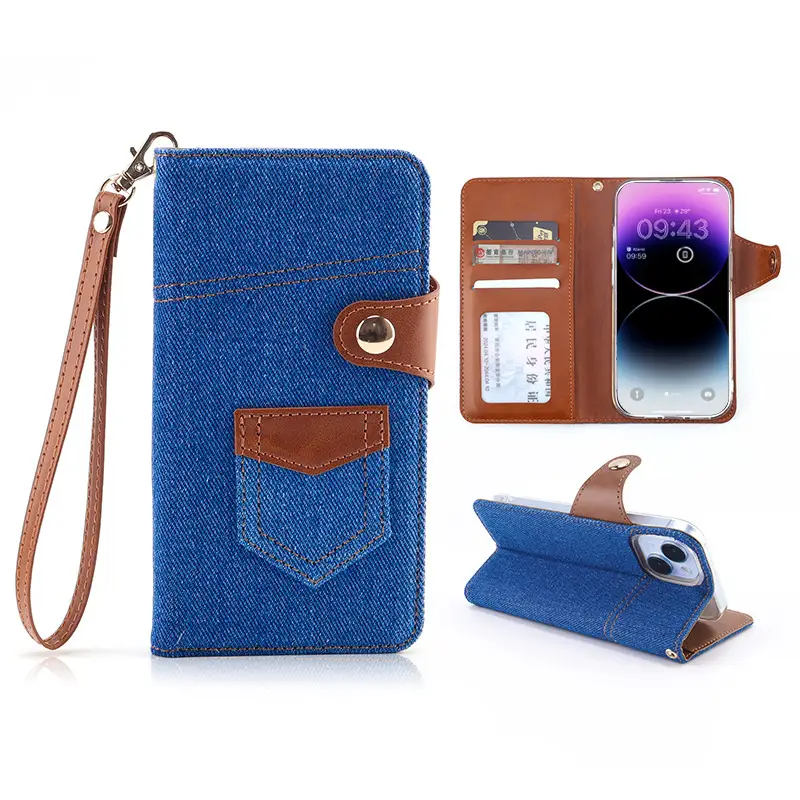 Japan New Denim iPhone17 Flip Cover Case - Image 6