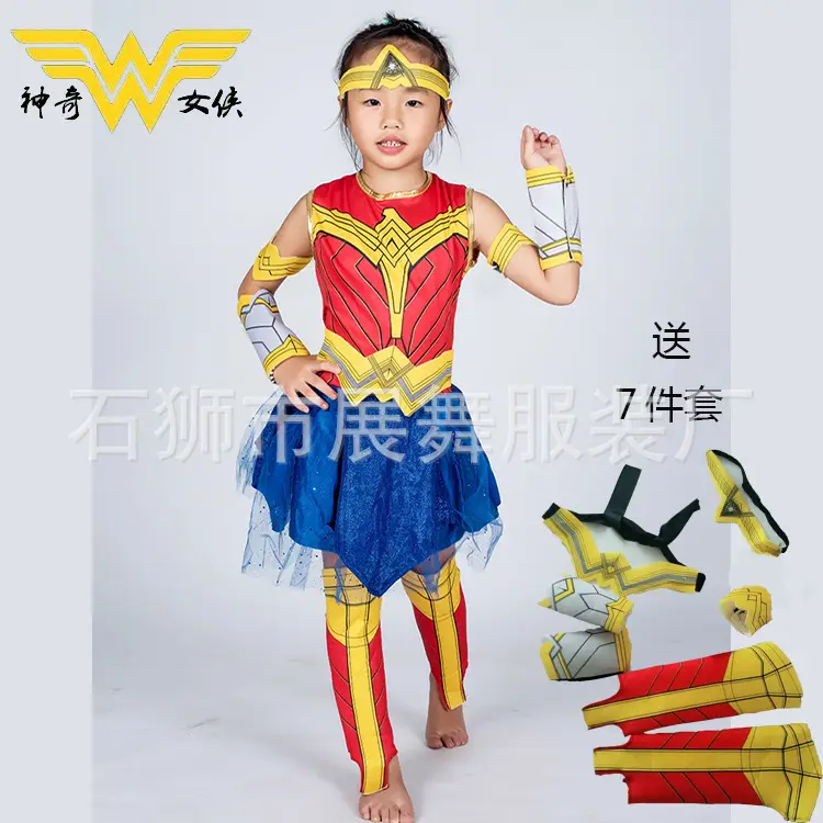 Wonder Woman Kids Costume Red Blue Gold Set - Image 2