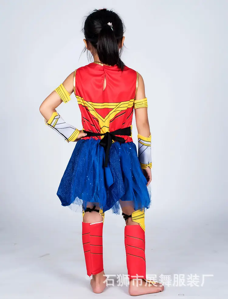 Wonder Woman Kids Costume Red Blue Gold Set - Image 3