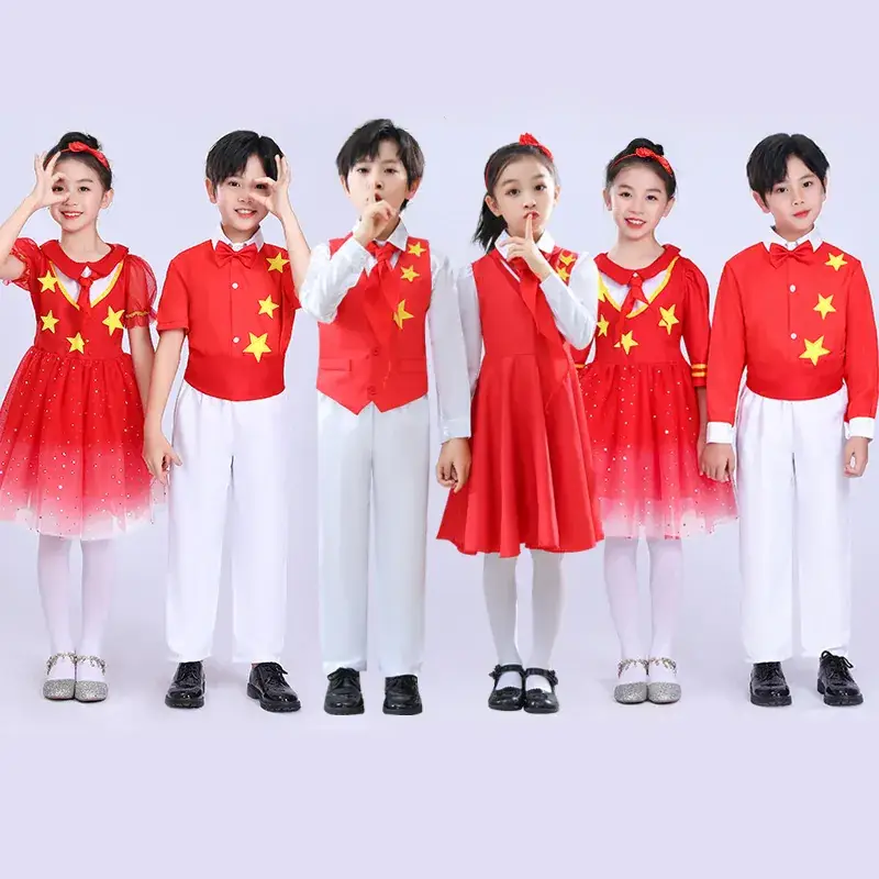 National Day Red Star Shining Dance Kids Churts