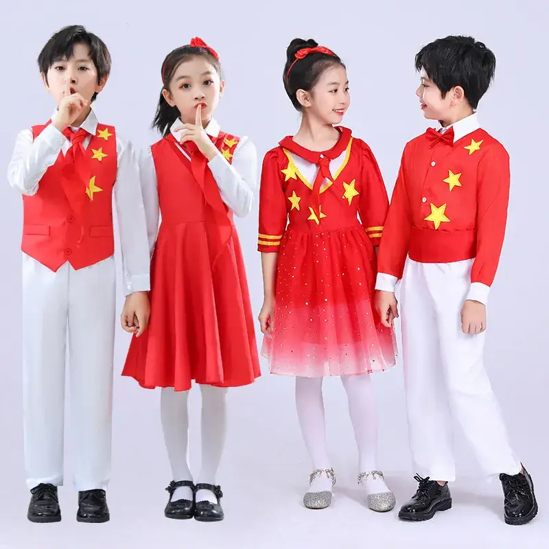 National Day Red Star Shining Dance Kids Churts