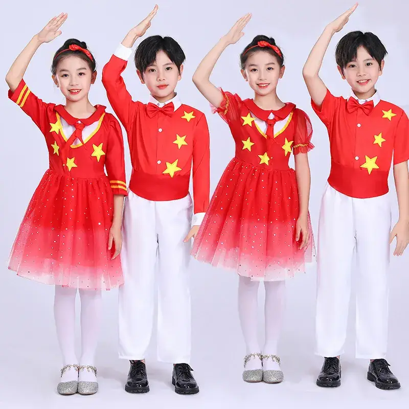 National Day Red Star Shining Dance Kids Churts