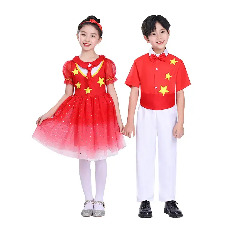 National Day Red Star Shining Dance Kids Churts