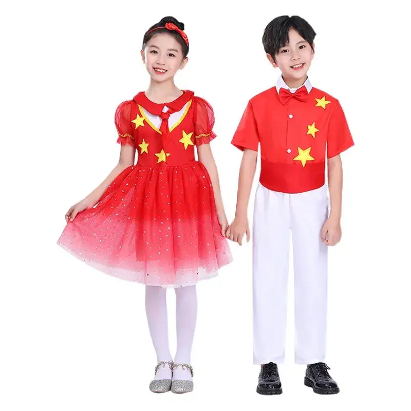 National Day Red Star Shining Dance Kids Churts