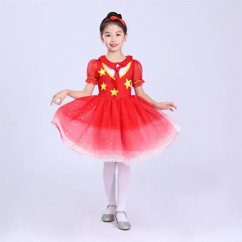 National Day Red Star Shining Dance Kids Churts