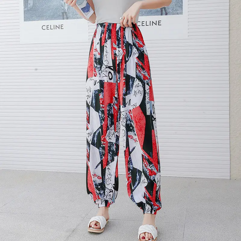 Women's Ethnic Printed Cotton Pants Summer Casual