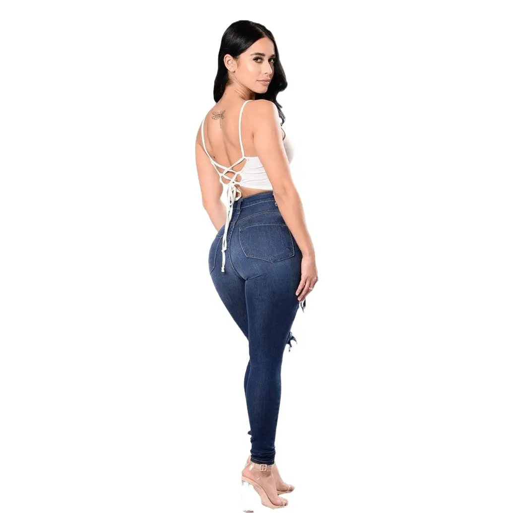 Women Ripped Denim Pencil Pants Special Promotion