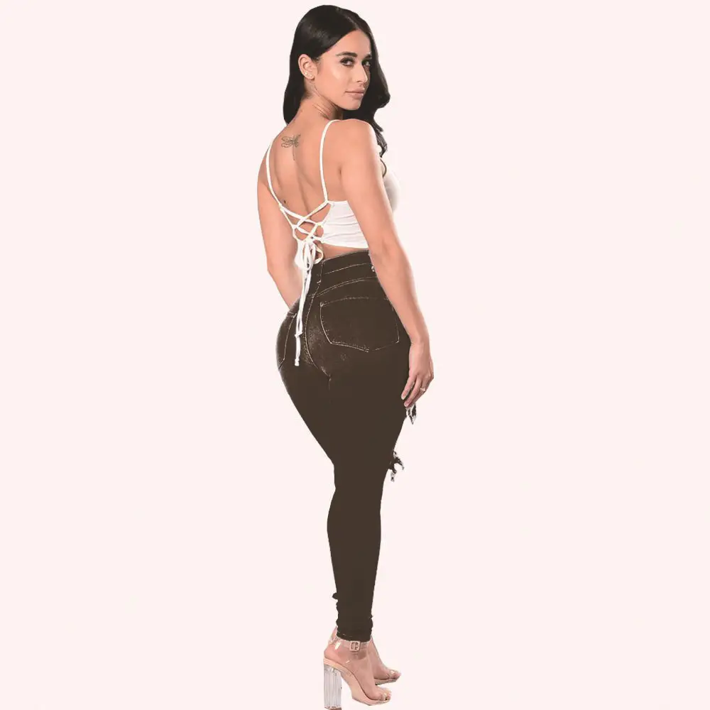Women Ripped Denim Pencil Pants Special Promotion — feature 17