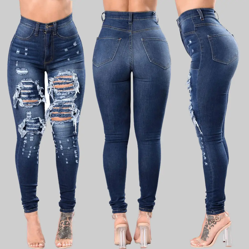 Women Ripped Denim Pencil Pants Special Promotion — feature 19