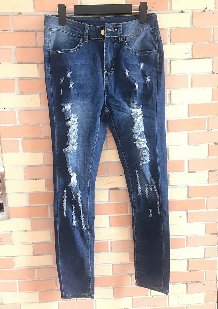 Women Ripped Denim Pencil Pants Special Promotion — feature 2