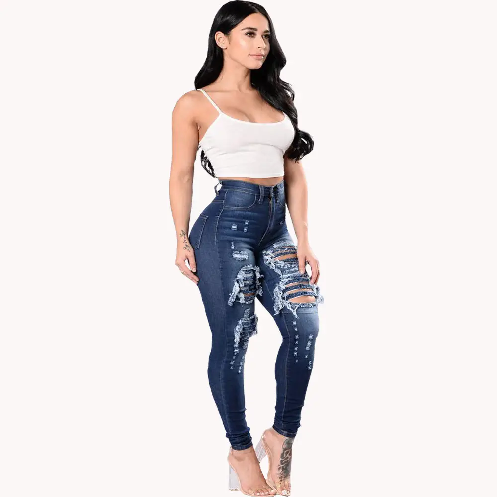 Women Ripped Denim Pencil Pants Special Promotion — feature 5