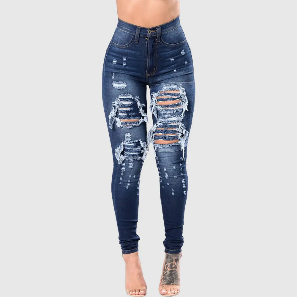 Women Ripped Denim Pencil Pants Special Promotion — feature 8