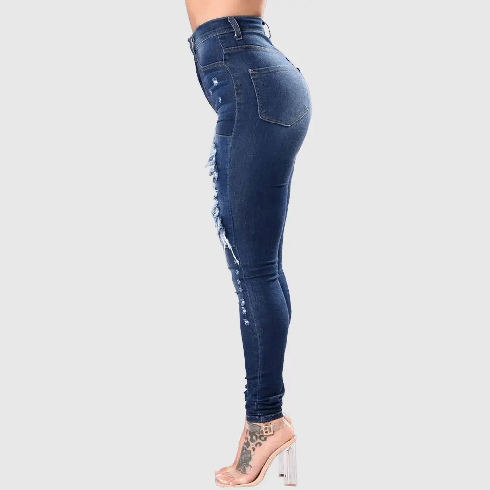Women Ripped Denim Pencil Pants Special Promotion — feature 9