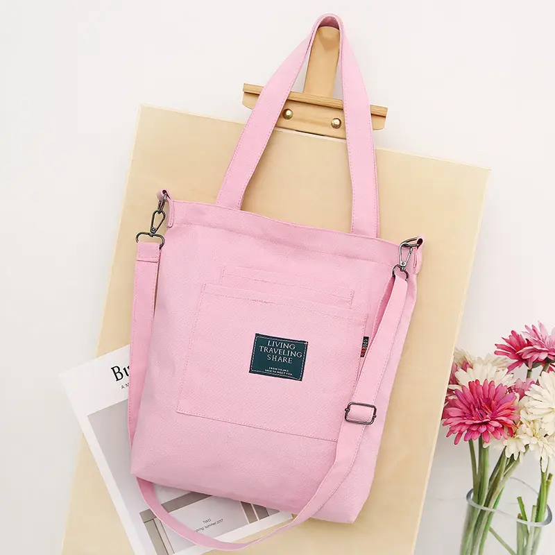 Yellow Canvas Shoulder Bag with Detachable Strap - Image 6