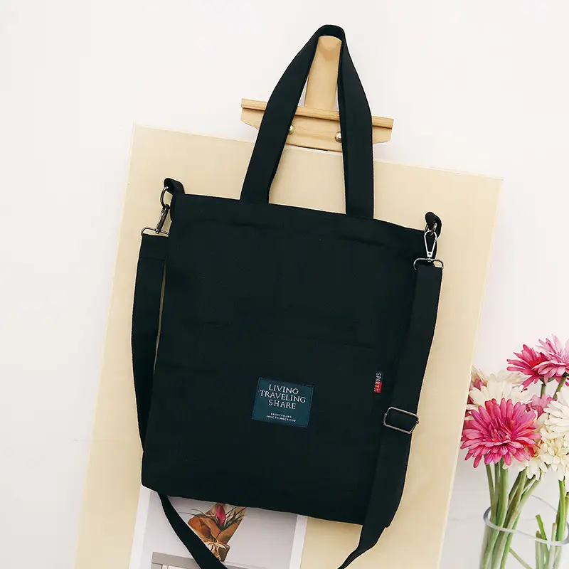 Yellow Canvas Shoulder Bag with Detachable Strap - Image 5
