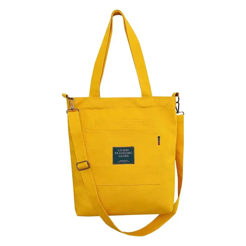 Yellow Canvas Shoulder Bag with Detachable Strap