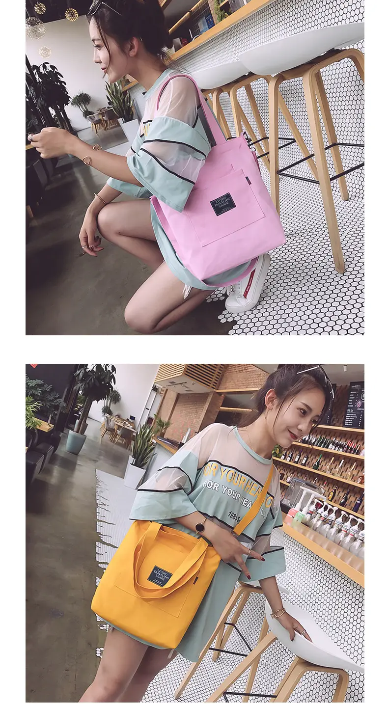 Yellow Canvas Shoulder Bag with Detachable Strap — feature 10