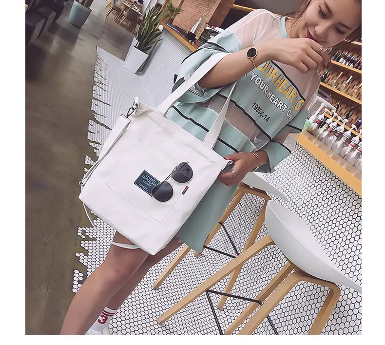 Yellow Canvas Shoulder Bag with Detachable Strap — feature 16