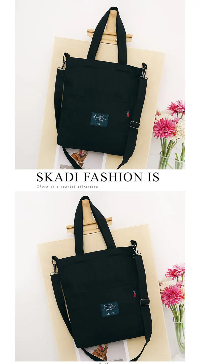 Yellow Canvas Shoulder Bag with Detachable Strap — feature 18
