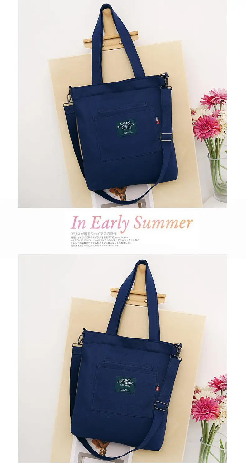 Yellow Canvas Shoulder Bag with Detachable Strap — feature 19