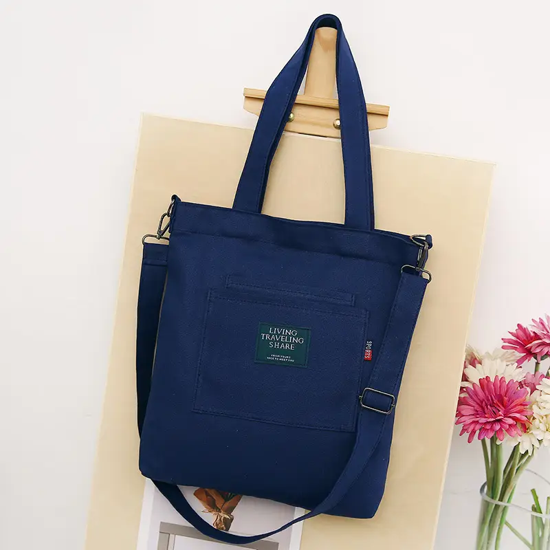 Yellow Canvas Shoulder Bag with Detachable Strap - Image 4