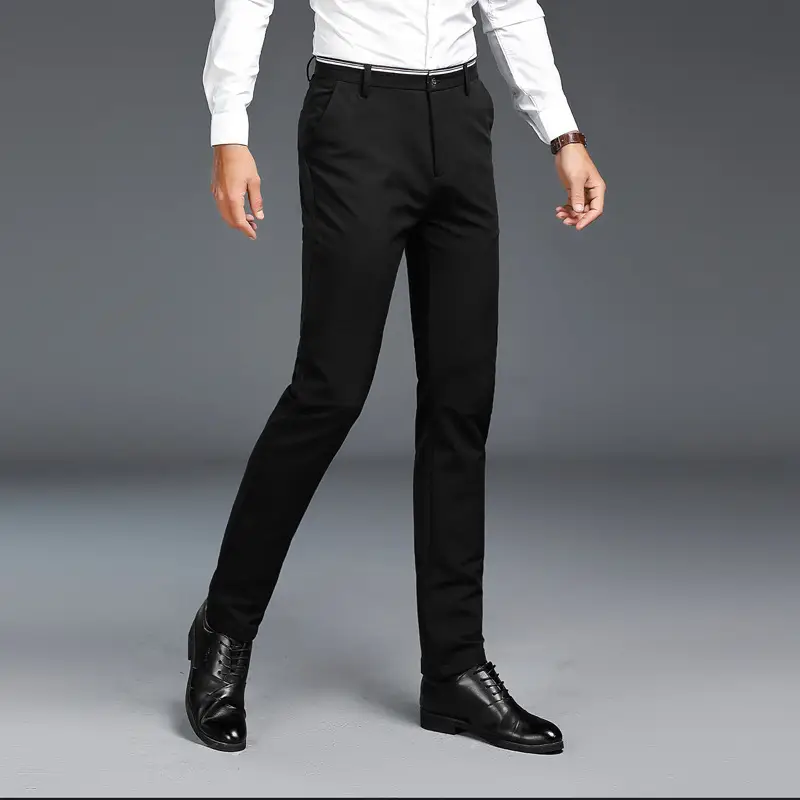 Men's Black Slim Fit Casual Pants Spring Autumn - Image 2