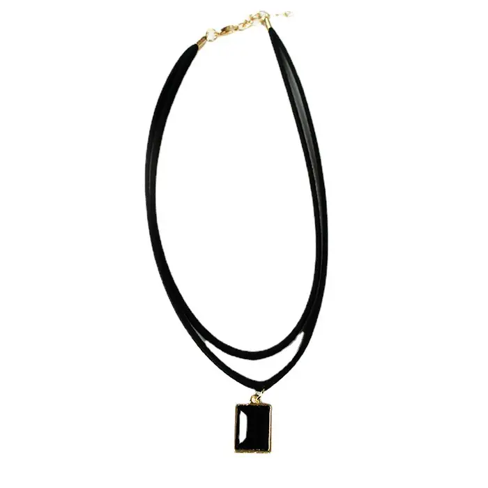 Black Gem Pendant Korean Style Neck Chain