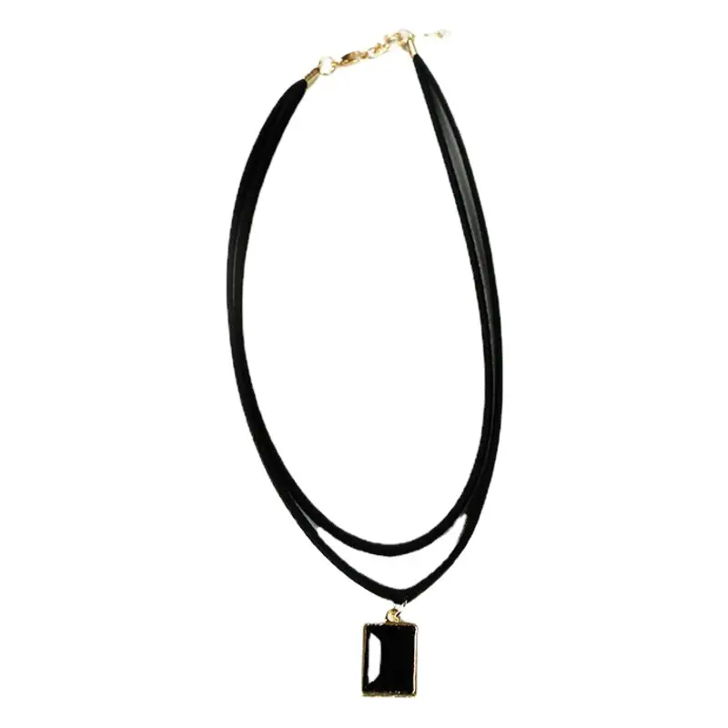 Black Gem Pendant Korean Style Neck Chain