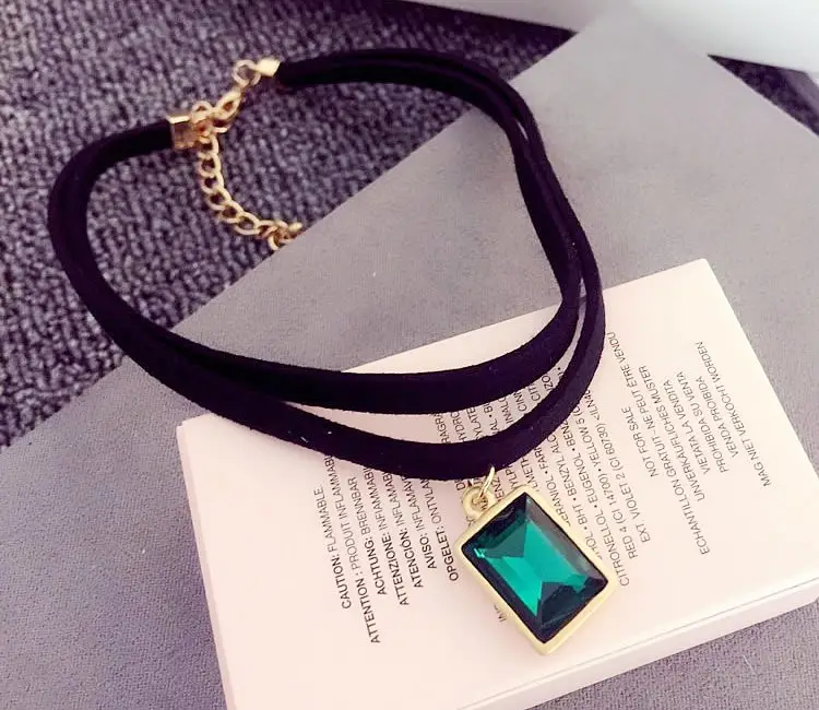 Black Gem Pendant Korean Style Neck Chain