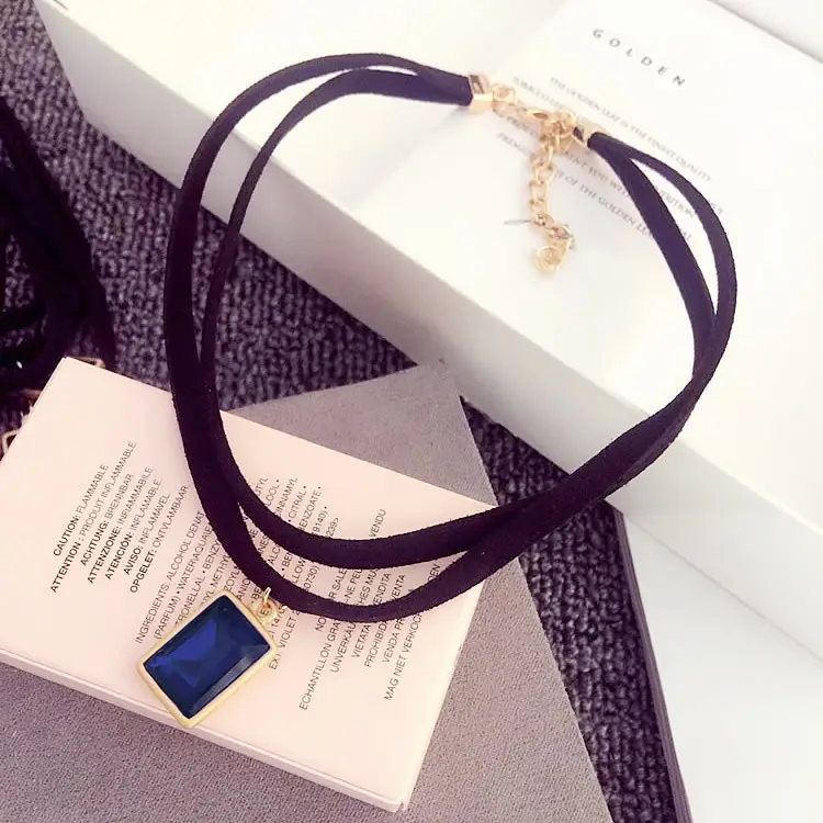 Black Gem Pendant Korean Style Neck Chain