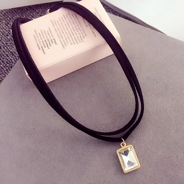 Black Gem Pendant Korean Style Neck Chain