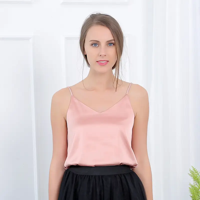 White V-Neck camisole inner wear imitation silk loose fit