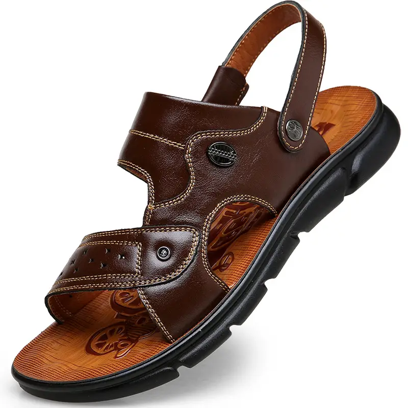 Men's Brown Leather Casual Sandals 2025 Summer — feature 12