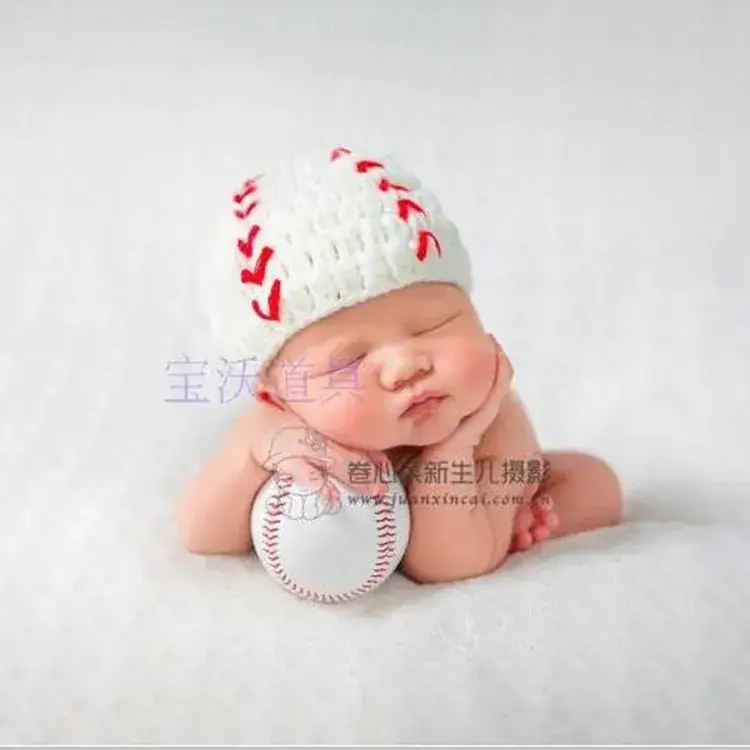 Newborn Baby Hat White Red Cotton Baseball Cap - Image 3