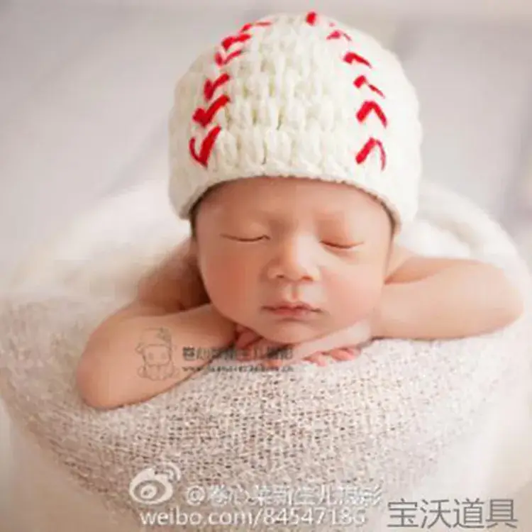 Newborn Baby Hat White Red Cotton Baseball Cap