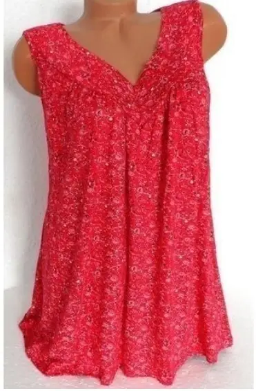 Women's Floral Sleeveless V-Neck T-Shirt Purple - Image 2
