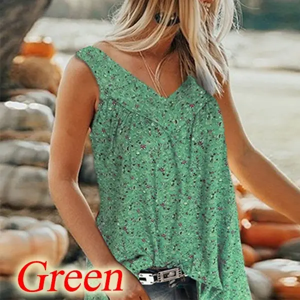 Women's Floral Sleeveless V-Neck T-Shirt Purple - Image 5