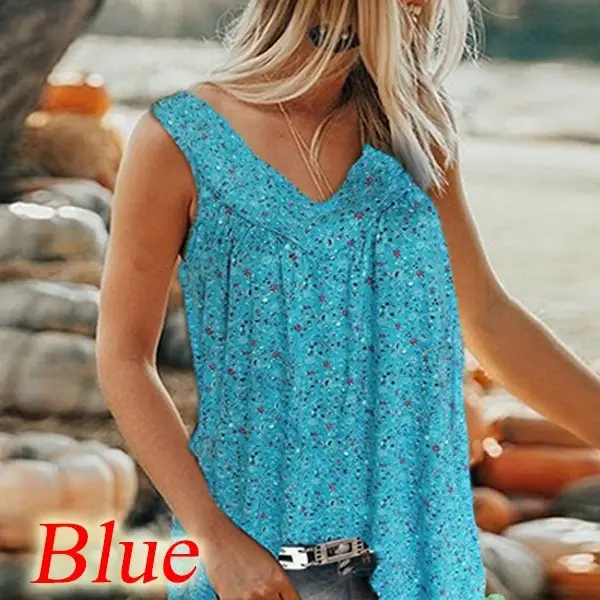 Women's Floral Sleeveless V-Neck T-Shirt Purple - Image 6