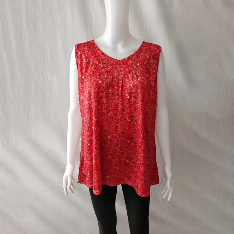 Women's Floral Sleeveless V-Neck T-Shirt Purple - Image 9