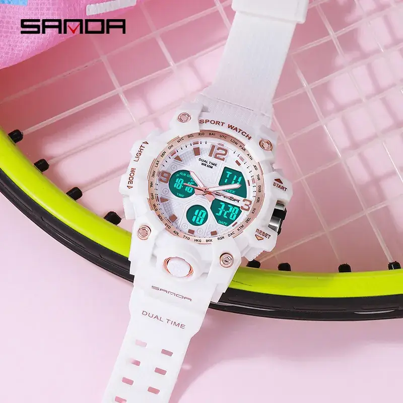 Sanda Double Display Sport Watch White LED Digital - Image 103