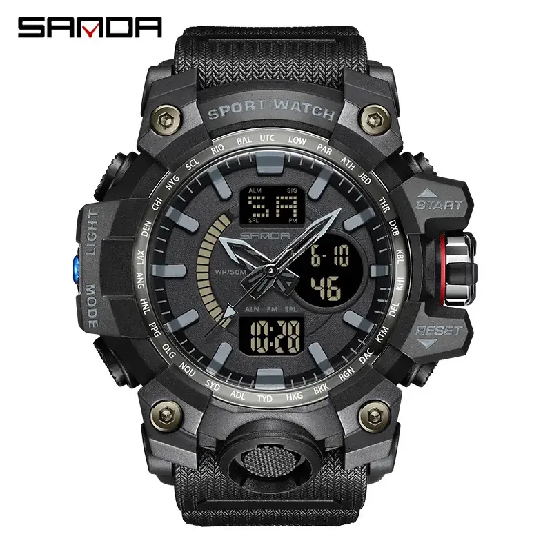 Sanda Double Display Sport Watch White LED Digital - Image 19