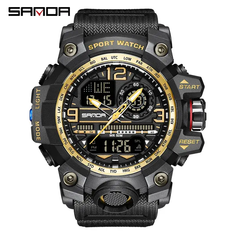 Sanda Double Display Sport Watch White LED Digital - Image 28