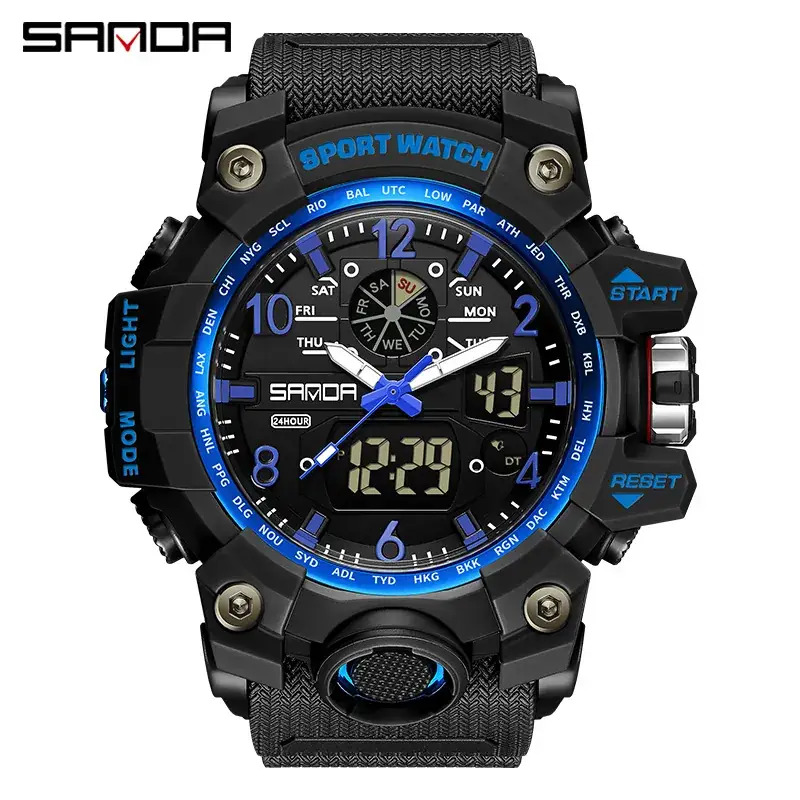 Sanda Double Display Sport Watch White LED Digital - Image 74