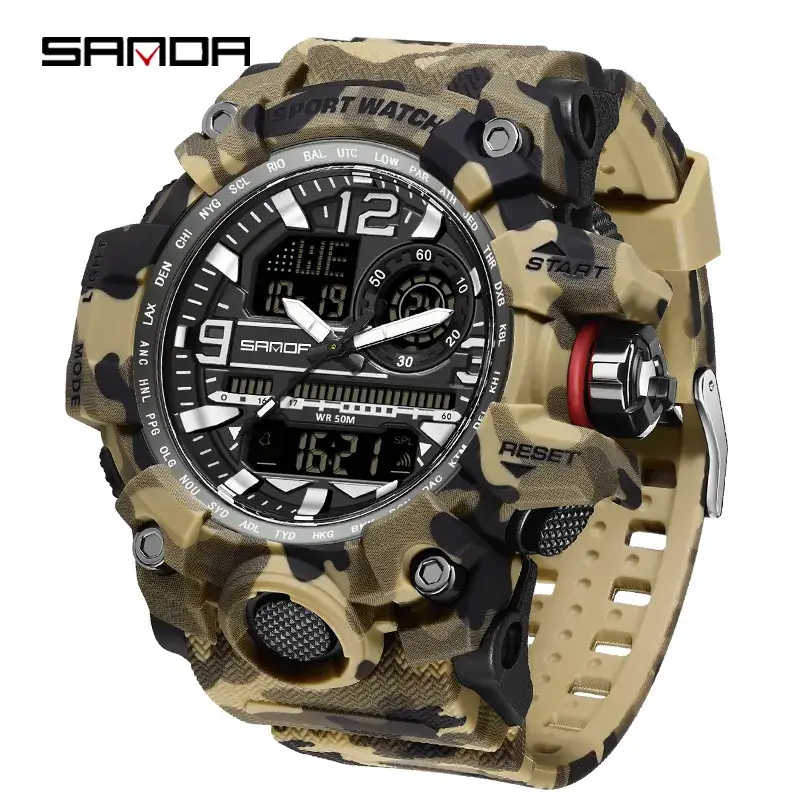 Sanda Double Display Sport Watch White LED Digital - Image 97