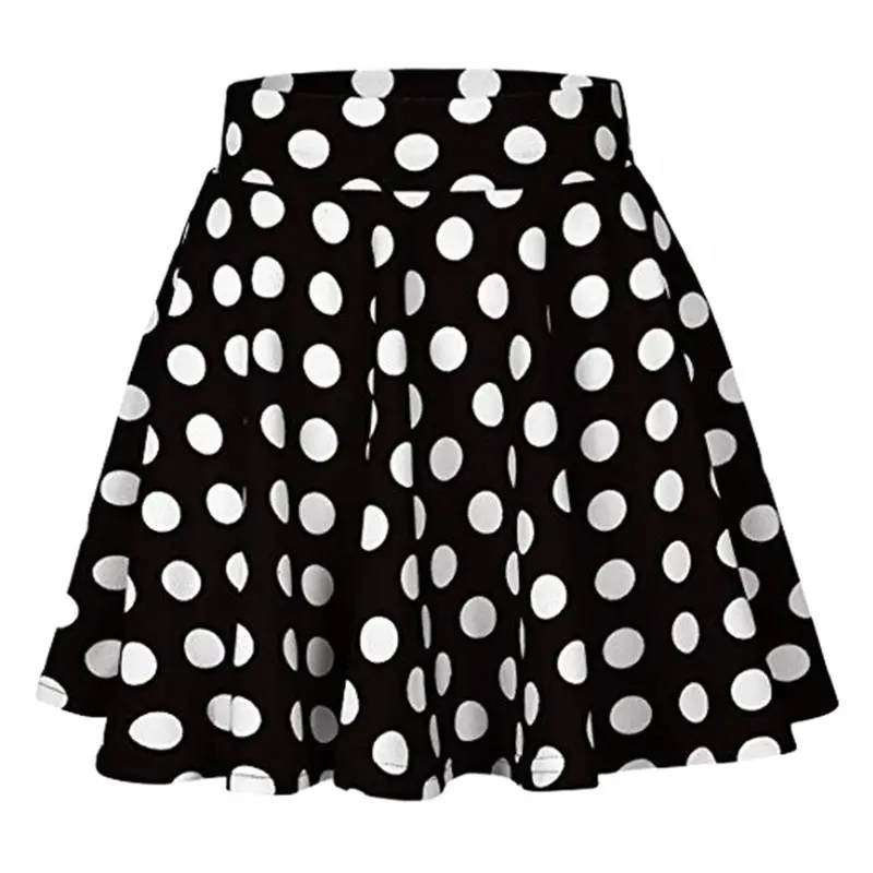 Women's Elastic Waist Mini Polka Dot A-Line Skirt