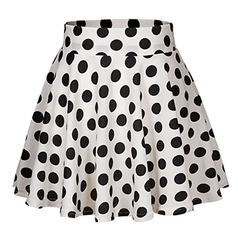 Women's Elastic Waist Mini Polka Dot A-Line Skirt — feature 34