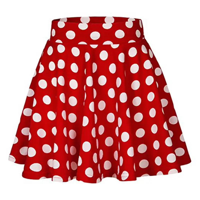 Women's Elastic Waist Mini Polka Dot A-Line Skirt - Image 2