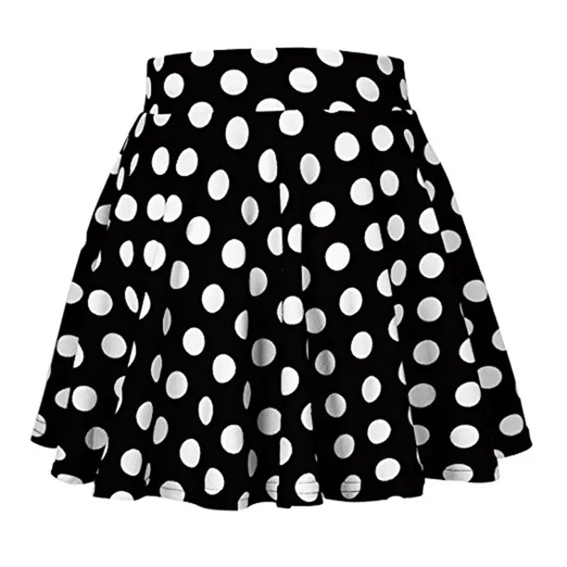 Women's Elastic Waist Mini Polka Dot A-Line Skirt - Image 3