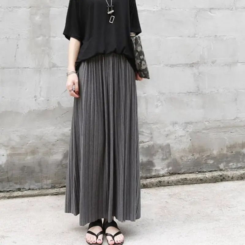Women's Pleated Skirt Olive Green Large Hem